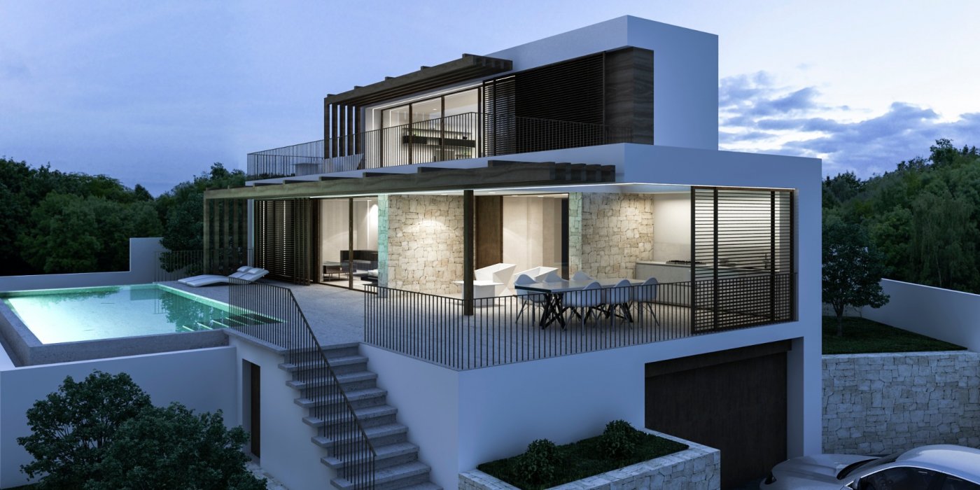 Villa under construction in Benissa Costa  with sea views