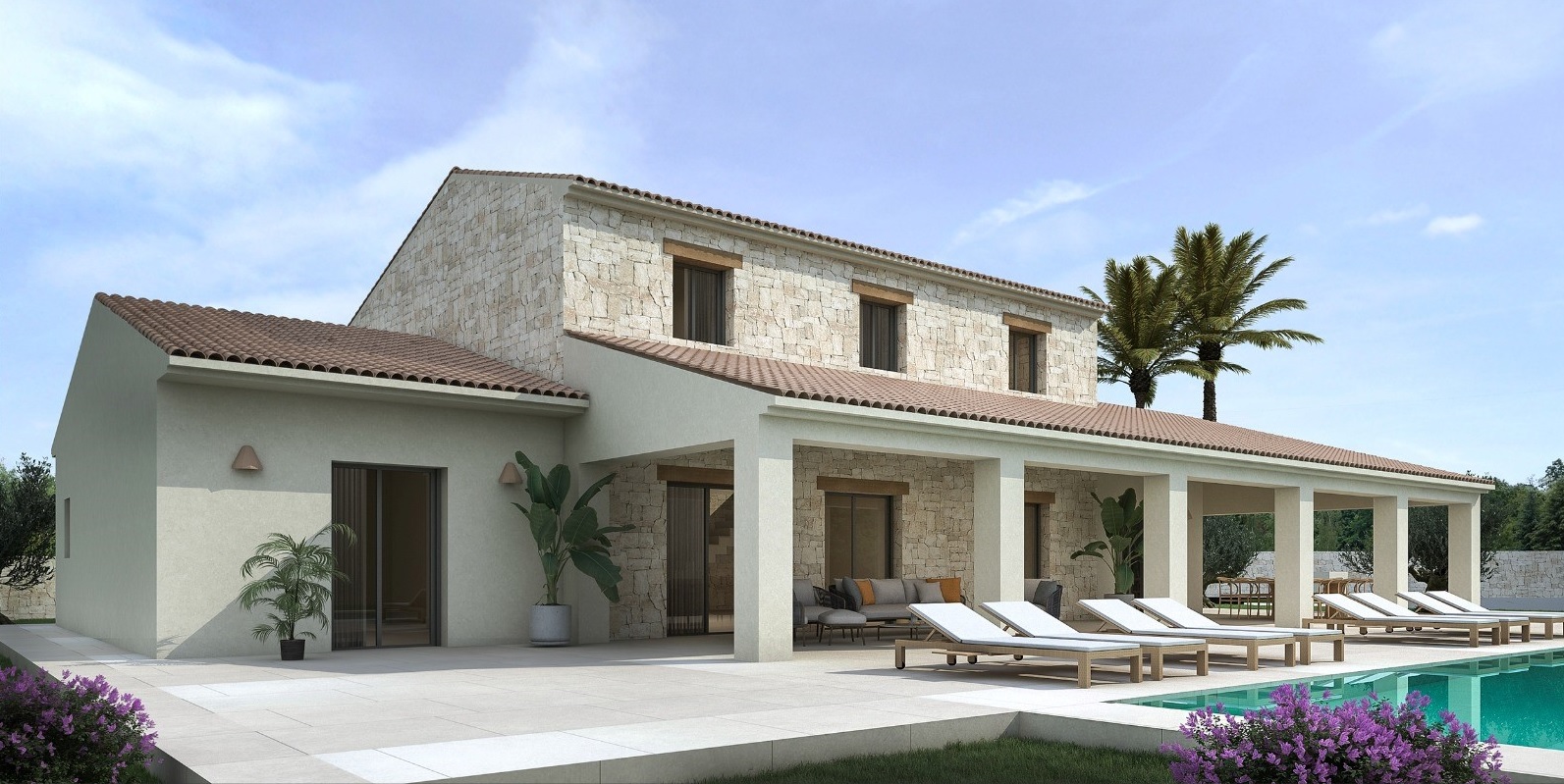 Buying off plan project of a large beautiful country style house in Moraira